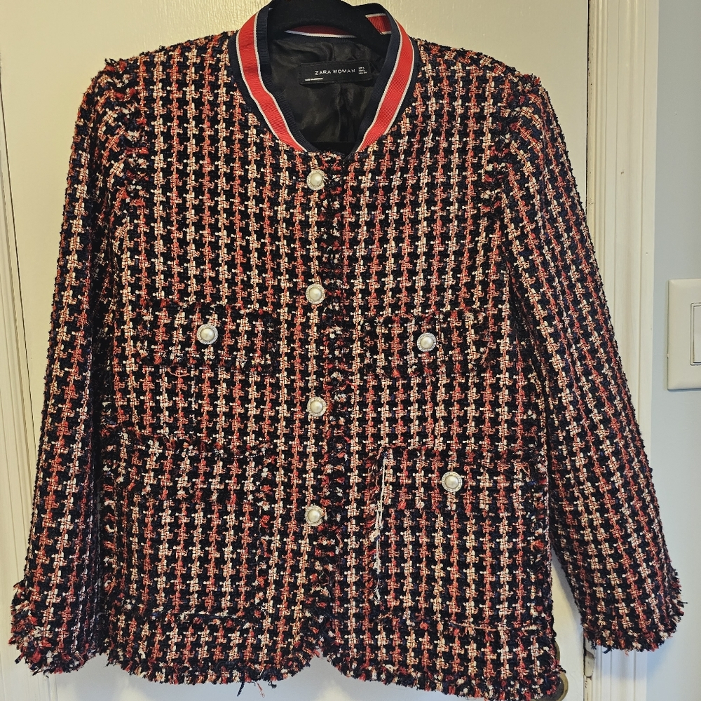Zara tweed red jacket